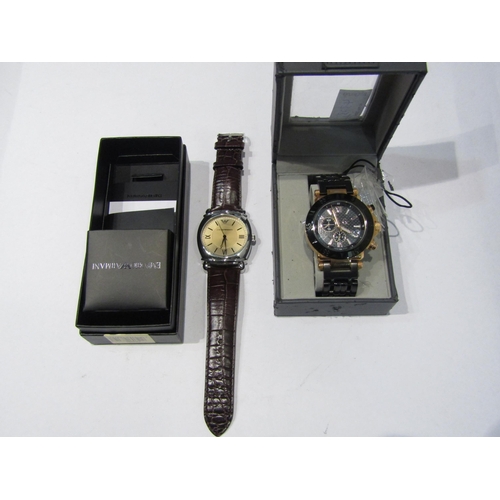 4373A - Two gents wristwatches, Guess and Emporio Armani