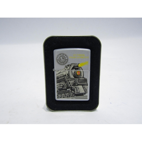 4376 - A Zippo lighter in tin, depicting 671 Turbine Steam Loco, Lionel American Legend