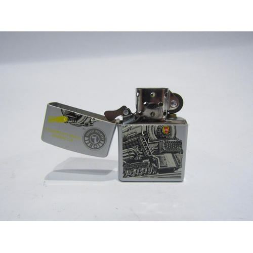 4376 - A Zippo lighter in tin, depicting 671 Turbine Steam Loco, Lionel American Legend