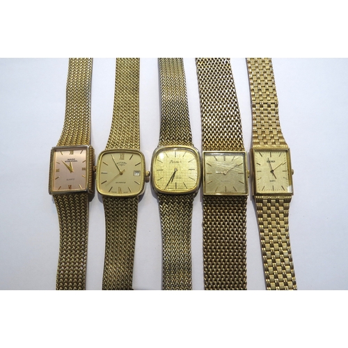 8139 - Five late 20th Century Quartz gents wristwatches with mesh bracelet straps including Imado, Sekonda ... 