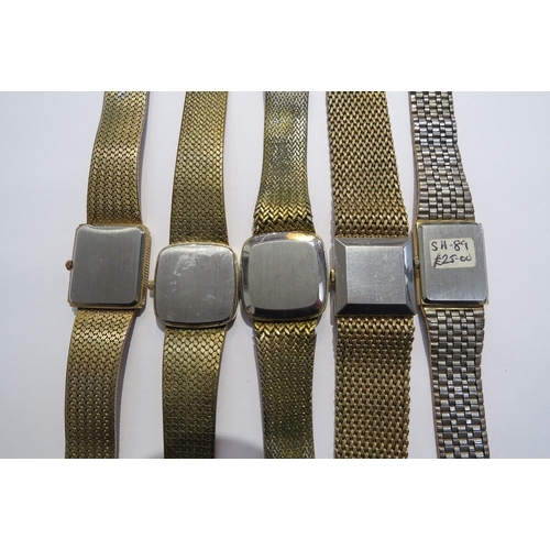 8139 - Five late 20th Century Quartz gents wristwatches with mesh bracelet straps including Imado, Sekonda ... 