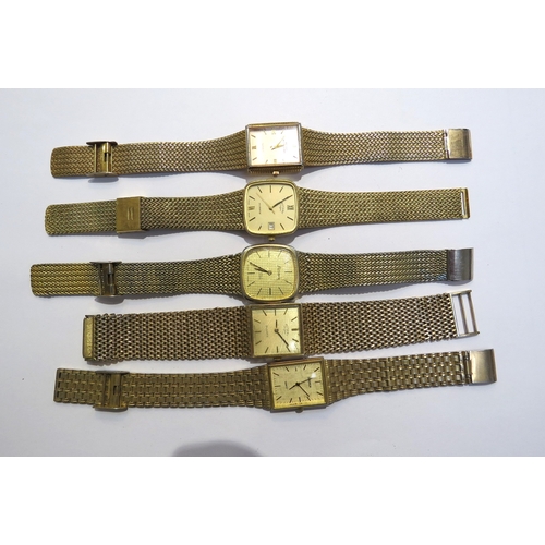 8139 - Five late 20th Century Quartz gents wristwatches with mesh bracelet straps including Imado, Sekonda ... 