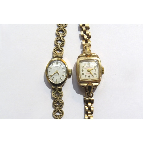 8124 - A 9ct gold Majex non magnetic wristwatch and Rotary 9ct gold 21 jewel wristwatch, gross weight 28g