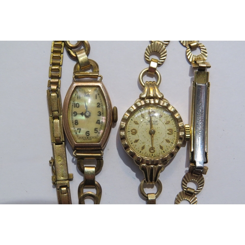 8117 - A British Watch Company 9ct gold cased ladies wristwatch with rolled gold strap and Avia 9ct gold ca... 