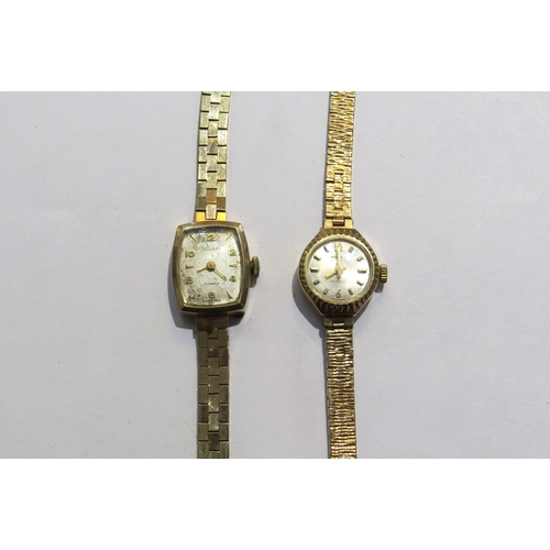 8126 - A Majex 9ct gold ladies wristwatch and Nivada 9ct gold wristwatch, 31g gross weight