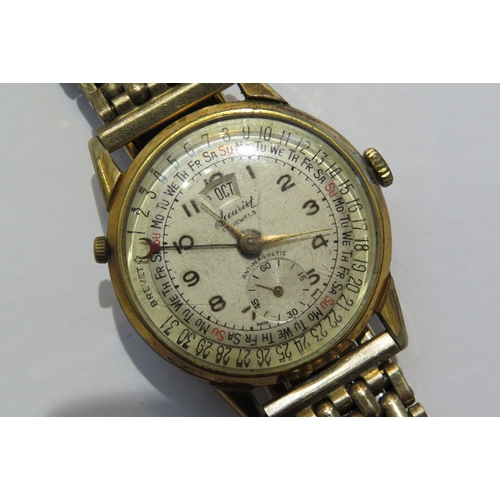 8130 - An Accurist vintage triple date calendar wristwatch with Brevet movement, steel back cover, rolled g... 