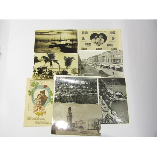 4405 - A selection of postcards including an example dated 1944 Belgium, topographical, matchbox covers fro... 