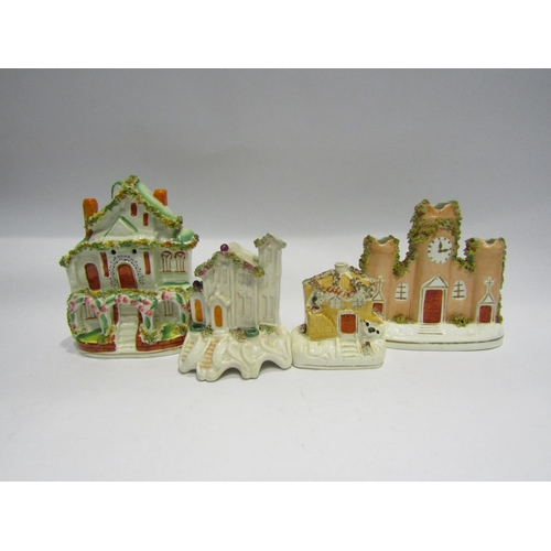 4408 - Four Victorian Staffordshire cottages, tallest 18cm     (R) £15