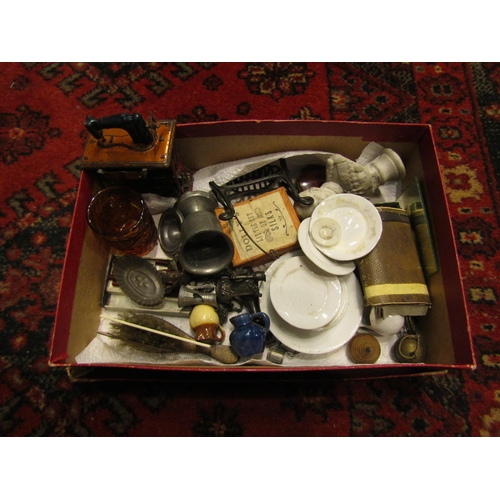 4415 - A collection of assorted items to include miniature bust, miniature plates, biscuit barrel, helmet, ... 