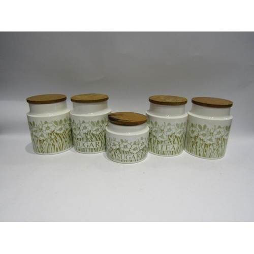 4429 - Five Hornsea Fleur storage jars including tea and sugar. Small sugar a/f  (GROUP)