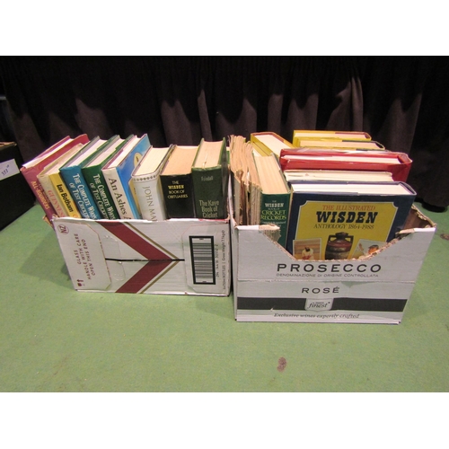 4436 - Two boxes containing cricket related books, mainly Wisden   (E) £10-20