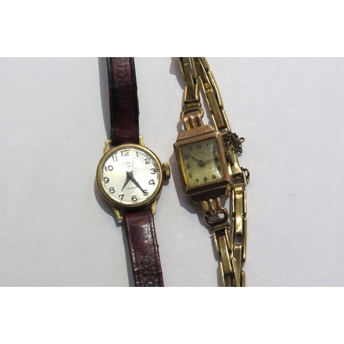 8105 - A ladies Nimra 9ct gold wristwatch with flexible gold strap and Corvette 9ct gold cased ladies wrist... 