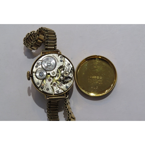 8107 - A Record Swiss 18ct gold cased ladies wristwatch with leather strap and 9ct gold cased watch with ro... 