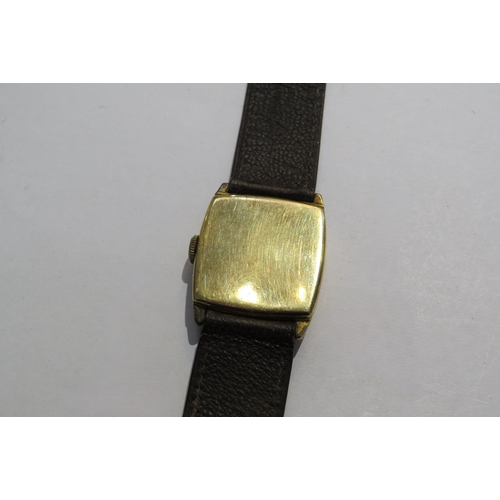 8112 - A vintage Omega 9ct gold cased manual wind wristwatch, second hand missing, strap may need replacing