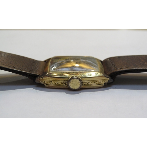 8112 - A vintage Omega 9ct gold cased manual wind wristwatch, second hand missing, strap may need replacing