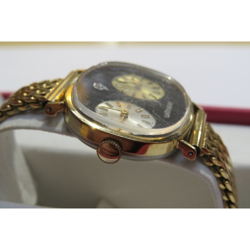 8182 - A Wittnauer duel time wristwatch with 17 jewel manual wind movement, discolouration to dial