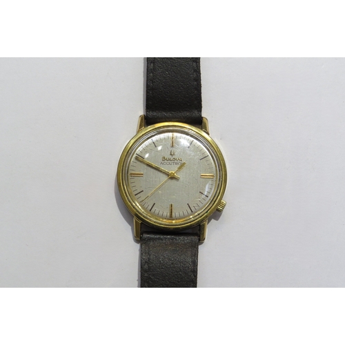 8185 - A Bulova Accutron gentleman’s gold plated wristwatch, with box  (E)  £30-40