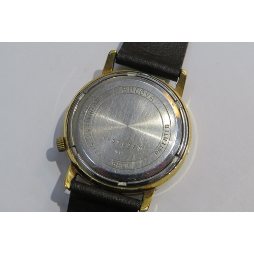 8185 - A Bulova Accutron gentleman’s gold plated wristwatch, with box  (E)  £30-40