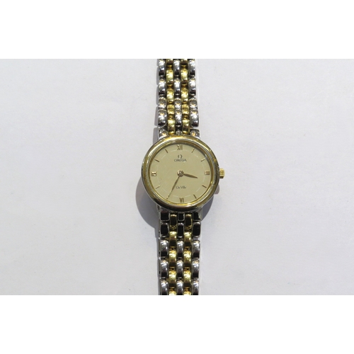 8183 - A ladies Omega De Ville stainless steel and gold plated quartz wristwatch  (E)  £40-60  AI