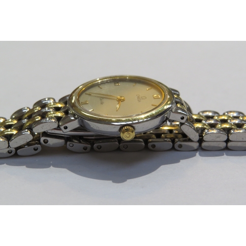 8183 - A ladies Omega De Ville stainless steel and gold plated quartz wristwatch  (E)  £40-60  AI