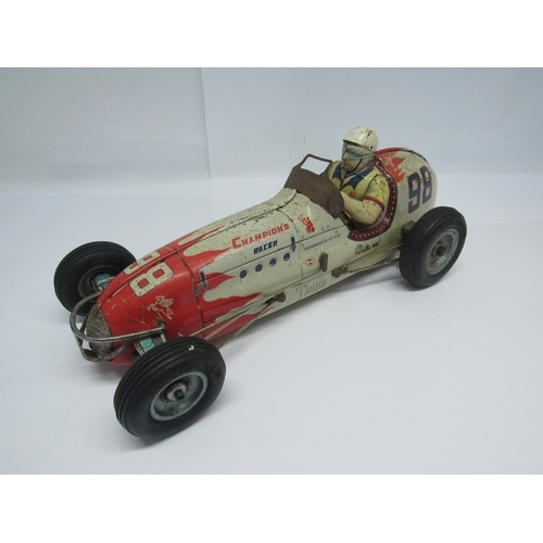 7162 - A late 1950s Yonezawa (Japan) litho printed tinplate Champion's Racer No.98 Indianapolis Style racin... 