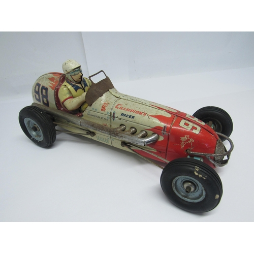 7162 - A late 1950s Yonezawa (Japan) litho printed tinplate Champion's Racer No.98 Indianapolis Style racin... 