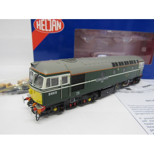 7397 - A boxed Heljan 00 gauge model railway 3451 Class 33 V3 BR green SYP D6515 diesel locomotive 'Lt Jenn... 