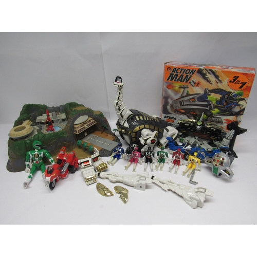 7042 - Mixed 1990s toys including Matchbox Thunderbirds Tracy Island playset, Bandai Power Rangers action f... 