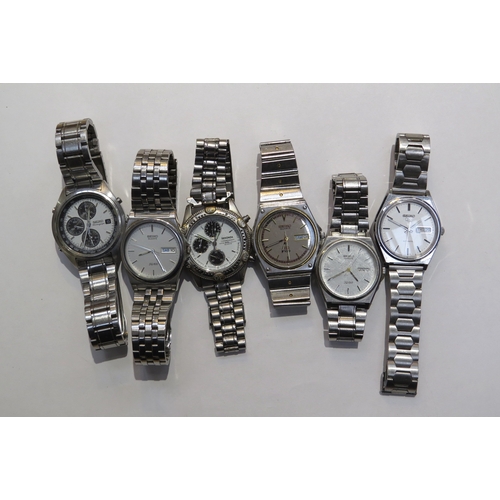 8144 - Five Seiko gents wristwatches and a Sekonda chronograph, including a  chronograph, two quartz SQ100 ... 