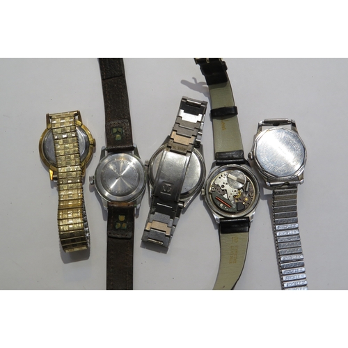 8142 - Five watches including Tissot Seastar (no back), Tissot Quartz Fl, Centaur (no second hand), Record ... 