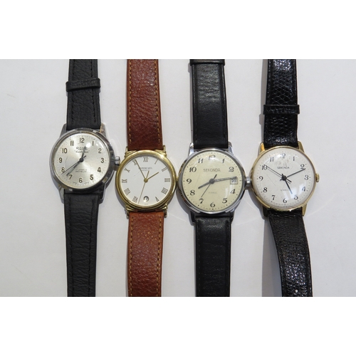 8143 - Four wristwatches Quartz and manual movements including two Sekonda (one missing back), Rone Country... 