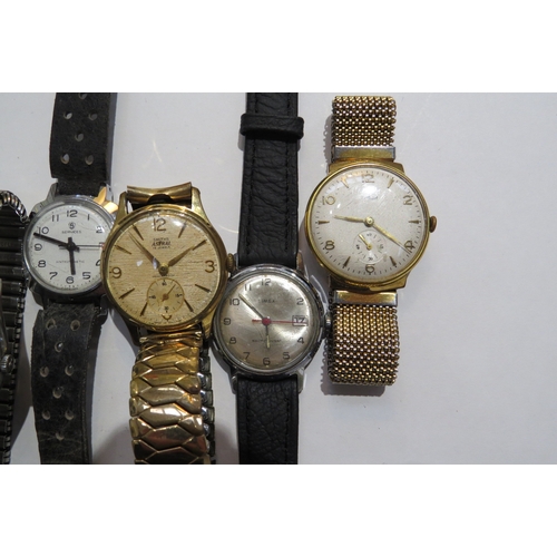 8153 - Seven manual wind wristwatches including Smiths Astral, Rotary Timor, Cyma, Services, Superoma de Lu... 