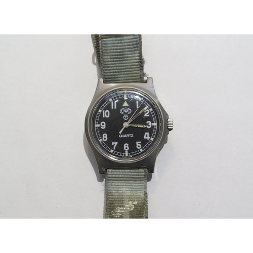 8147 - A Cabot Watch Company (CWC) military Quartz wristwatch, black dial with numerals. Back cover marked ... 