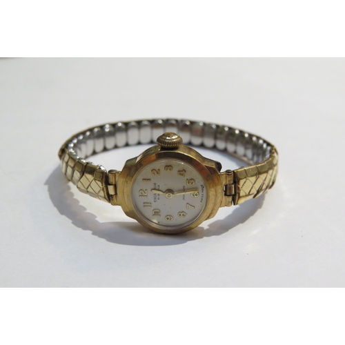 8148 - Five 9ct gold cased ladies wristwatches with flexible straps