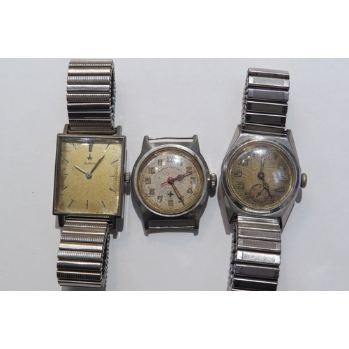 8159 - Three vintage wristwatches, two with flexible bracelet straps including Buren, West End Watch Co