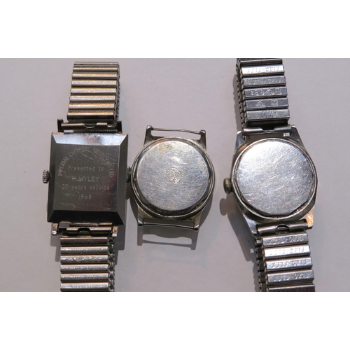 8159 - Three vintage wristwatches, two with flexible bracelet straps including Buren, West End Watch Co