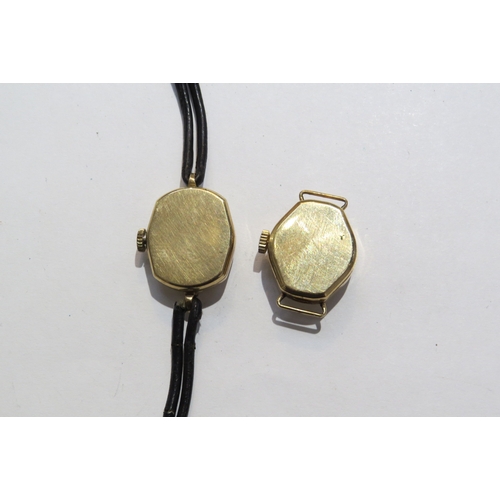 8134 - Two 9ct gold cased ladies wristwatches, one Sekonda 17 Jewels on leather strap, other J. Heller Ipsw... 