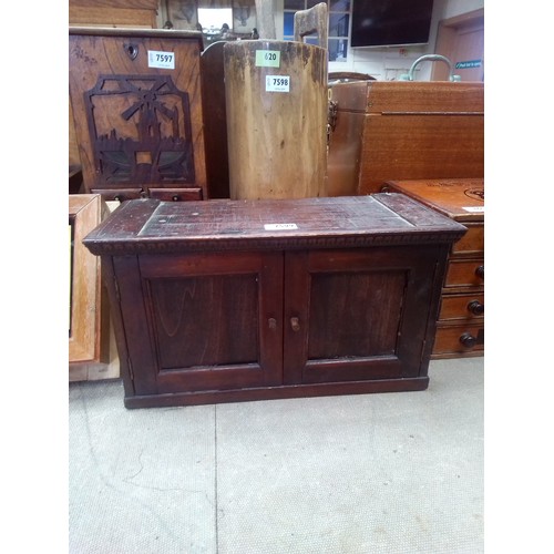 7599 - A Victorian two door smokers cabinet, 43cm x 23cm x 20cm