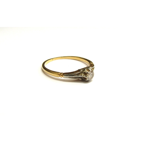 9385 - A diamond solitaire ring, 0.20ct approx, unmarked old shank. Size Q, 2g       (E) £40-60