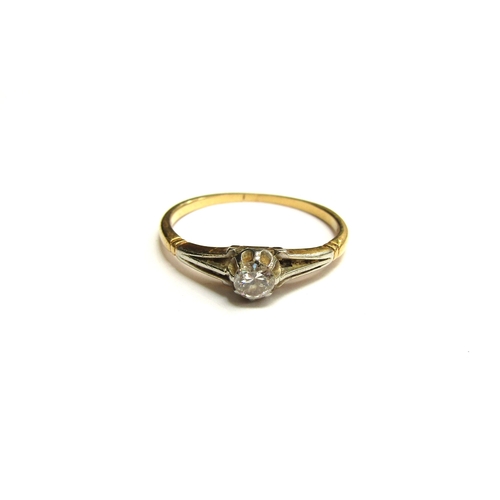 9385 - A diamond solitaire ring, 0.20ct approx, unmarked old shank. Size Q, 2g       (E) £40-60