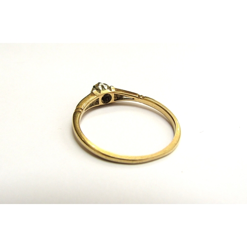 9385 - A diamond solitaire ring, 0.20ct approx, unmarked old shank. Size Q, 2g       (E) £40-60