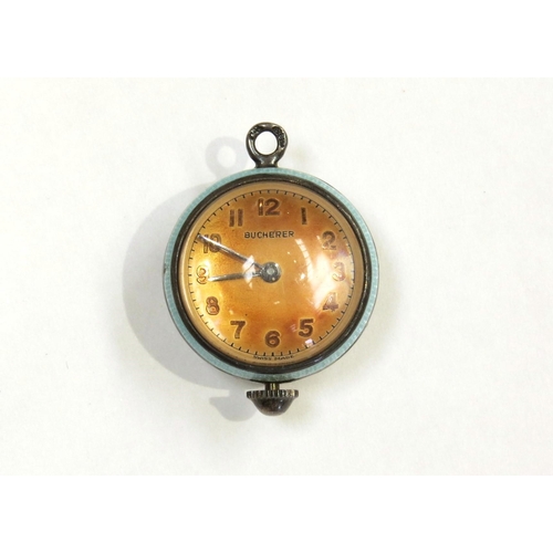 8201 - A Bucherer globe shaped pendant watch with guilloche decoration, visible movement, approximately 2.5... 