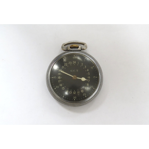 8204 - A WWII Hamilton 4992B U.S. Miltary issue Navigators open face pocket watch, the black enamel dial ma... 