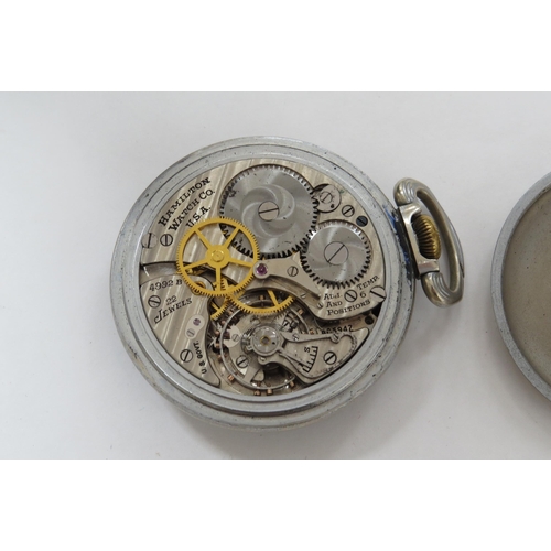 8204 - A WWII Hamilton 4992B U.S. Miltary issue Navigators open face pocket watch, the black enamel dial ma... 