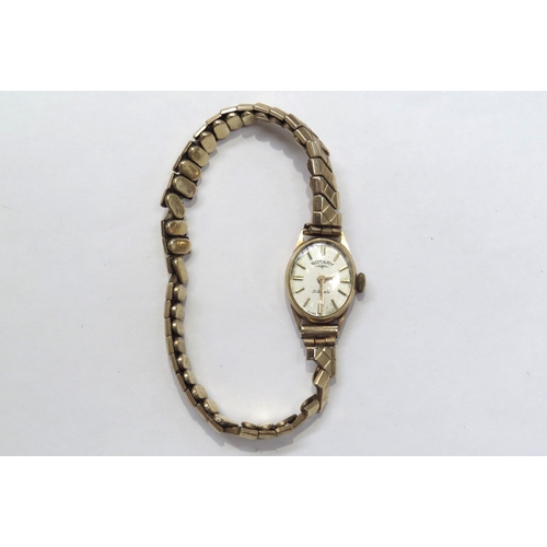 8115 - A 9ct gold cased ladies Rotary wristwatch, stamp to strap