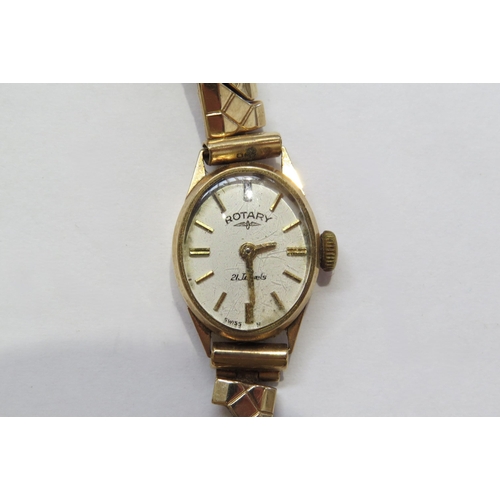 8115 - A 9ct gold cased ladies Rotary wristwatch, stamp to strap