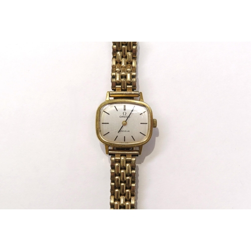 8113 - A gold plated Omega Geneve TV dial wristwatch, rolled gold to strap