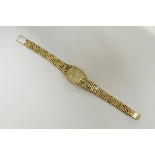 8187 - An Omega De Ville quartz 18ct gold ladies wristwatch (repair to strap)  (C)