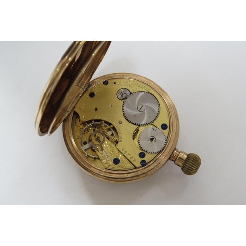 8211 - A gold cased Thos. Russell & Sons, Liverpool pocket watch, case stamped 375, with a yellow metal cha... 