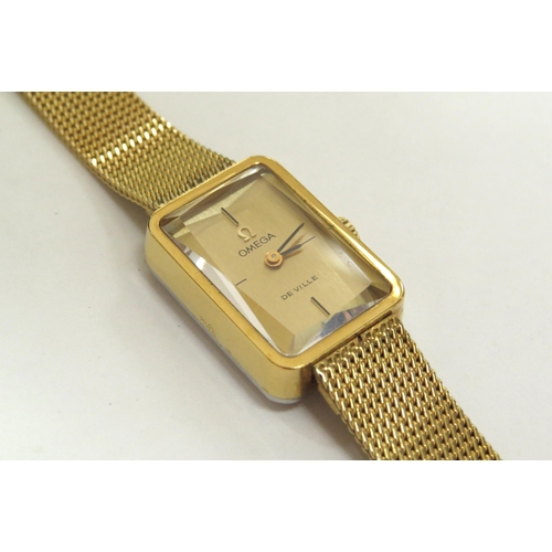 8177 - An Omega De Ville ladies gold plated wristwatch with bevelled edge glass, boxed  (E)  £40-60  AI